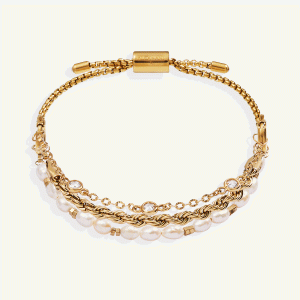 Crystal + Pearl Stranded? Bracelet Set